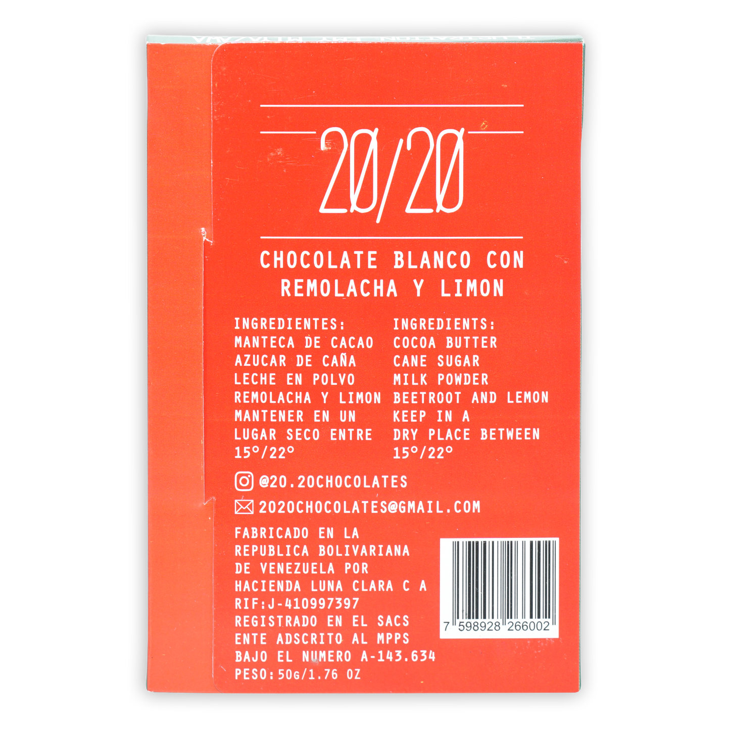 20/20 White Chocolate with Beetroot and Lemon box