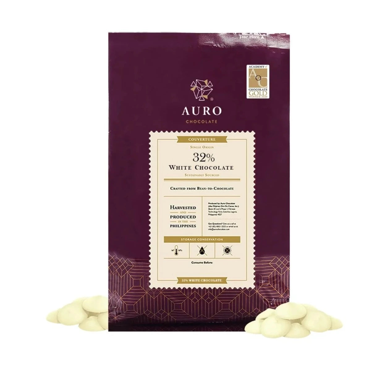 Auro Bulk Baking White Chocolate 32% Coins 1kg