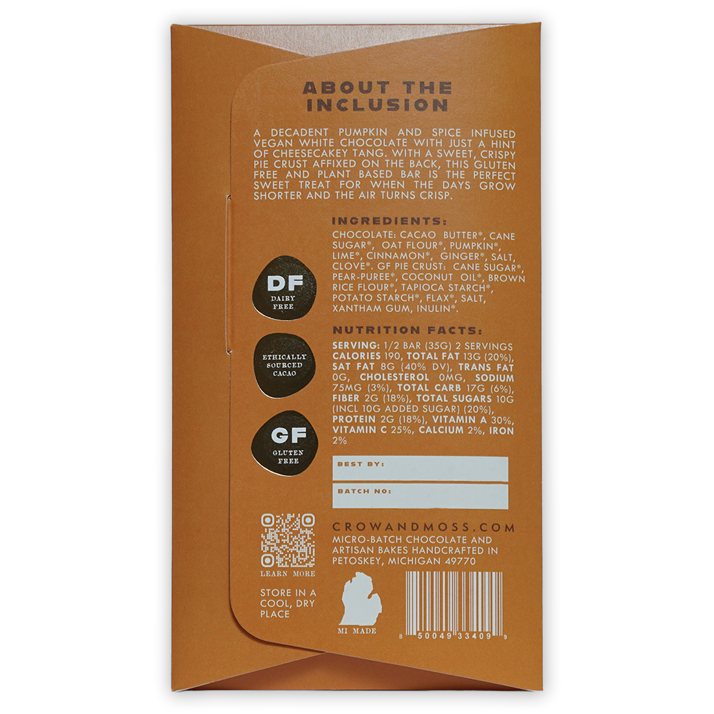 Crow & Moss Pumpkin Cheesecake White Chocolate 42%