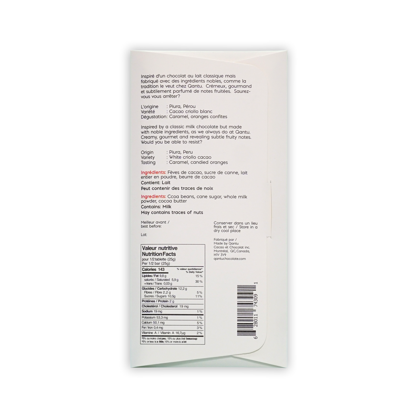 Qantu Milk Chocolate Crème de la Crème 45%