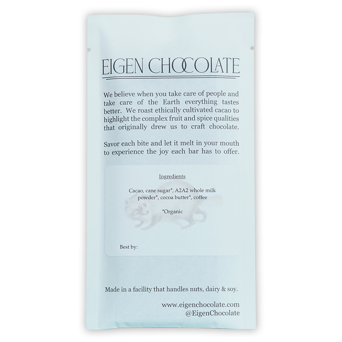 Eigen Milk Chocolate Vignette Mocha 55% single-serve package