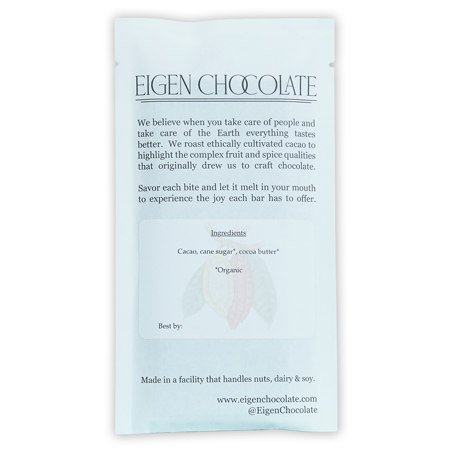 Eigen Dark Chocolate Dominican Republic 82% minimalist white packaging