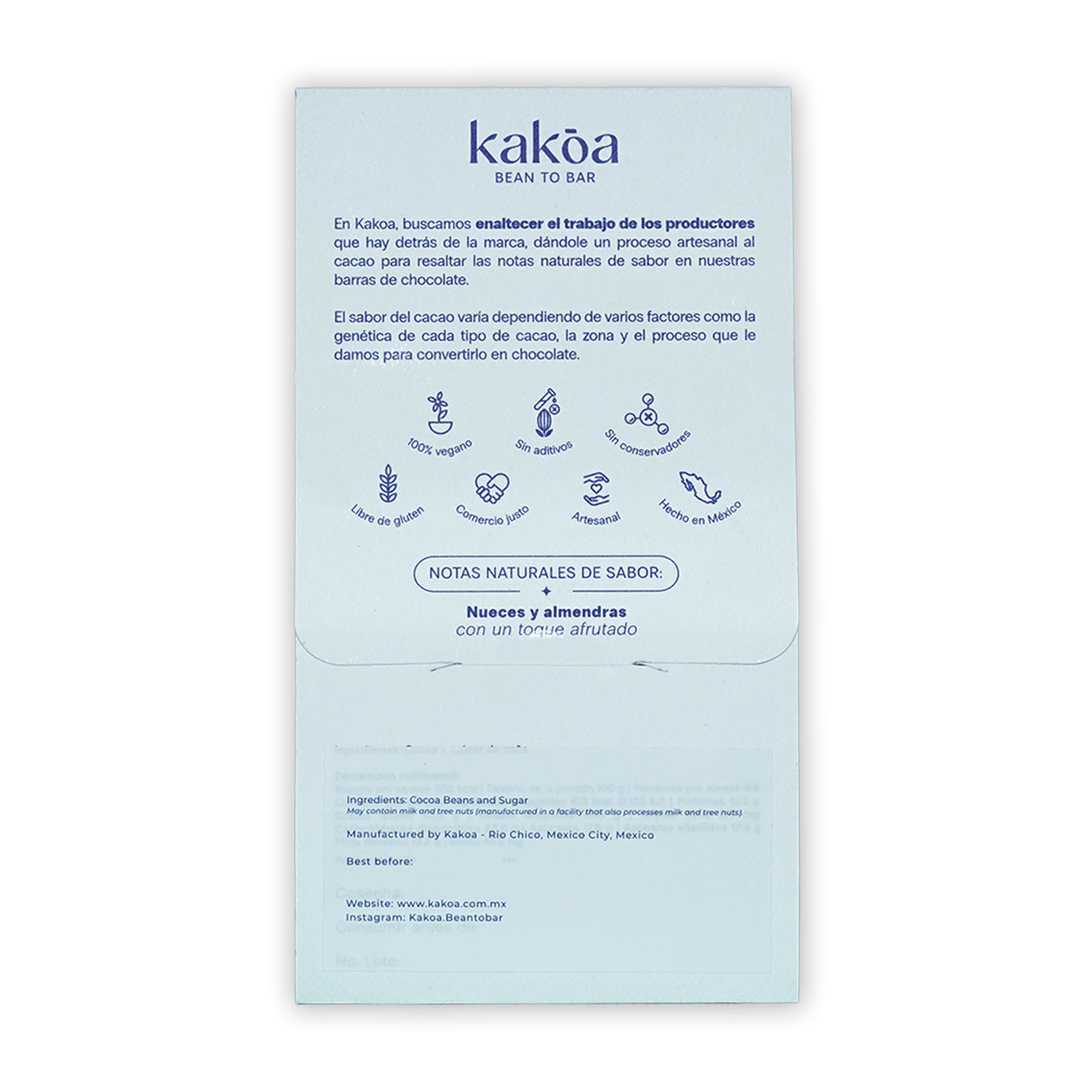 Kakoa Dark Chocolate Criollo Pichucalco 82% light blue packaging