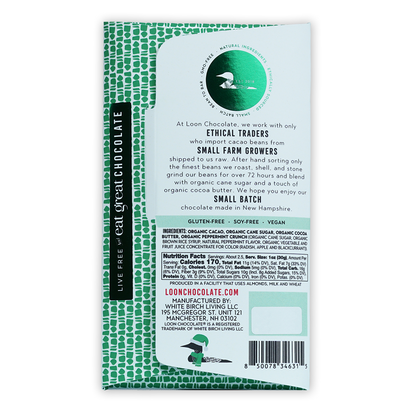 Loon Chocolate Dark Peppermint Crunch 70% (Seasonal)