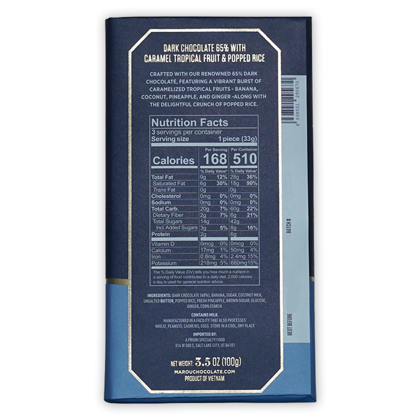 Marou Maison Dark Chocolate Caramel Tropical Fruit & Popped Rice 65% (Seasonal)