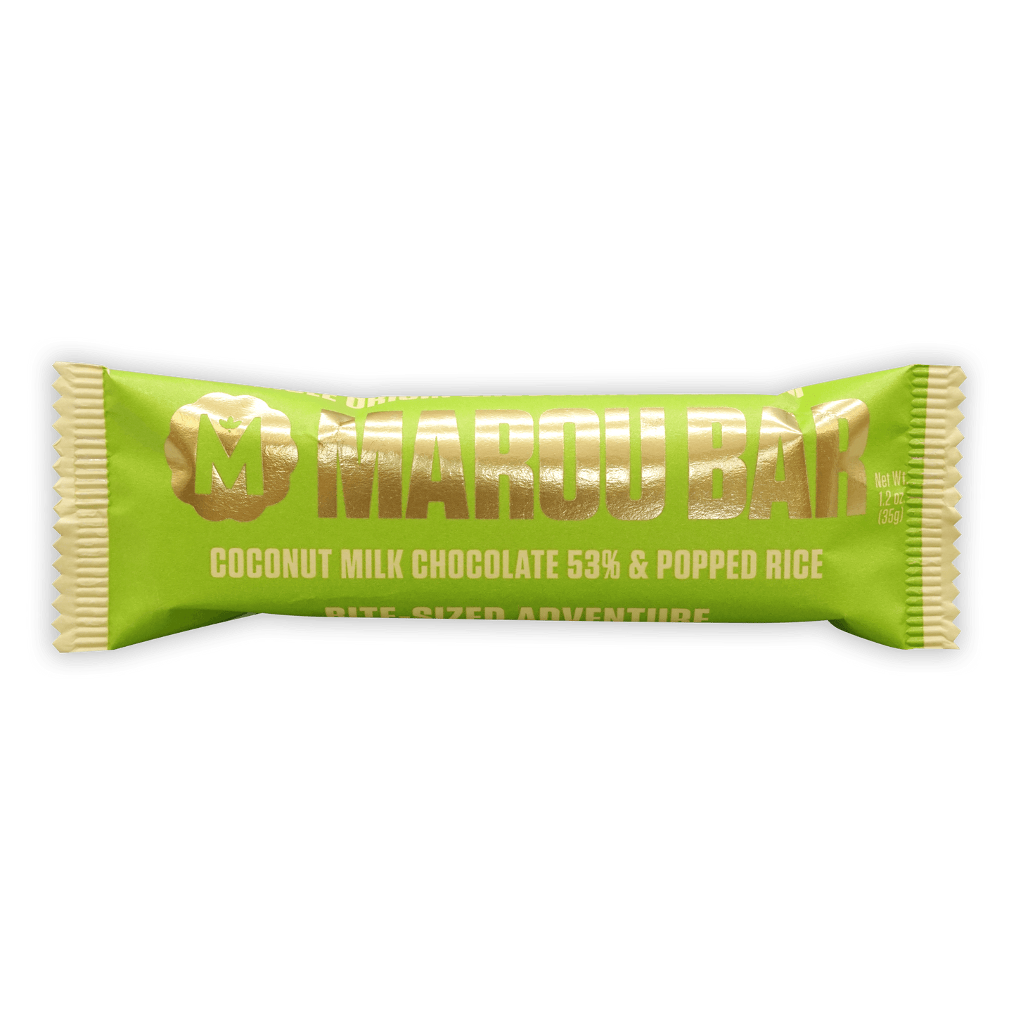 Marou Snack Bars Coconut Milk & Rice 53% vibrant lime green wrapper