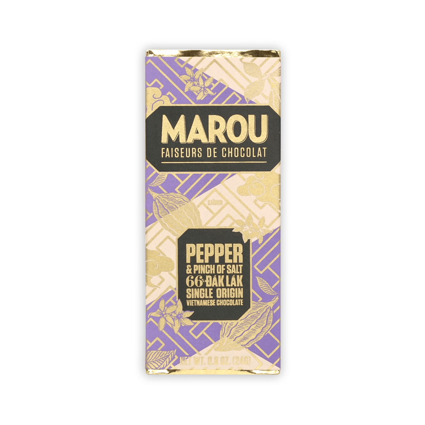 Marou Mini Bars Pepper & Salt 66% purple gold chocolate bar