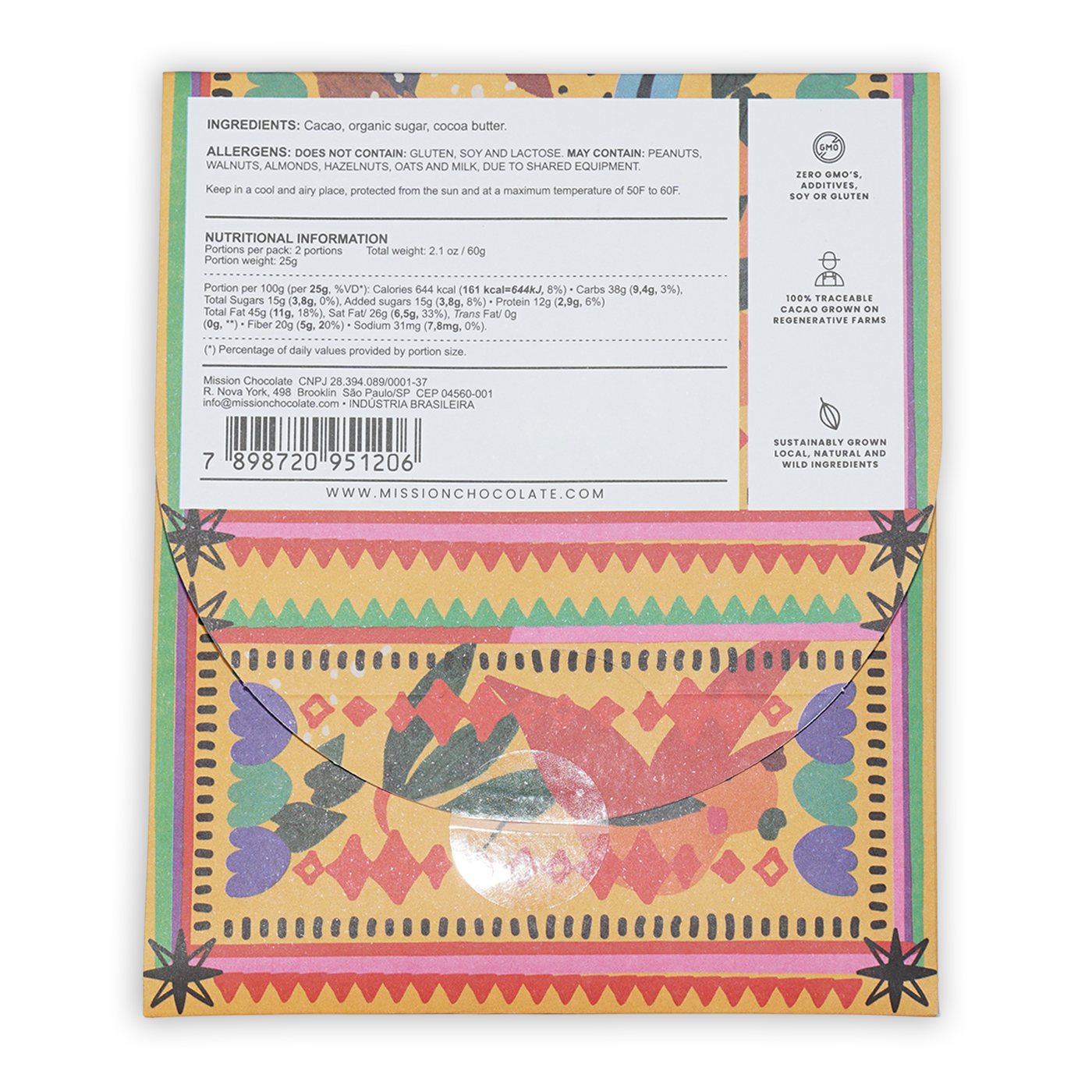 Mission Chocolate Escuro 85% with vibrant geometric floral packaging