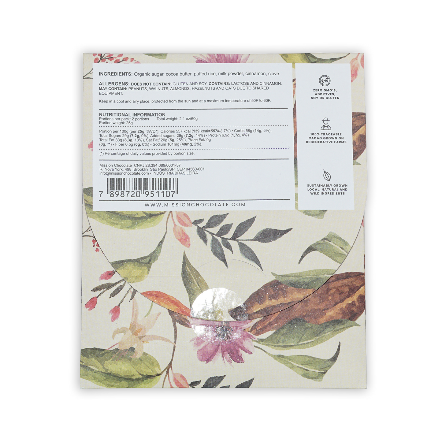 Mission Chocolate Horchata White Chocolate bar in botanical wrapper