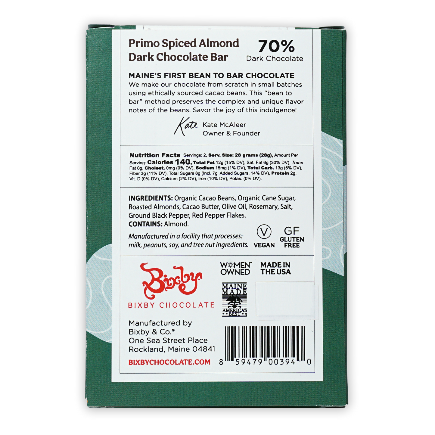 Bixby Primo Dark Chocolate Spiced Almond 70%