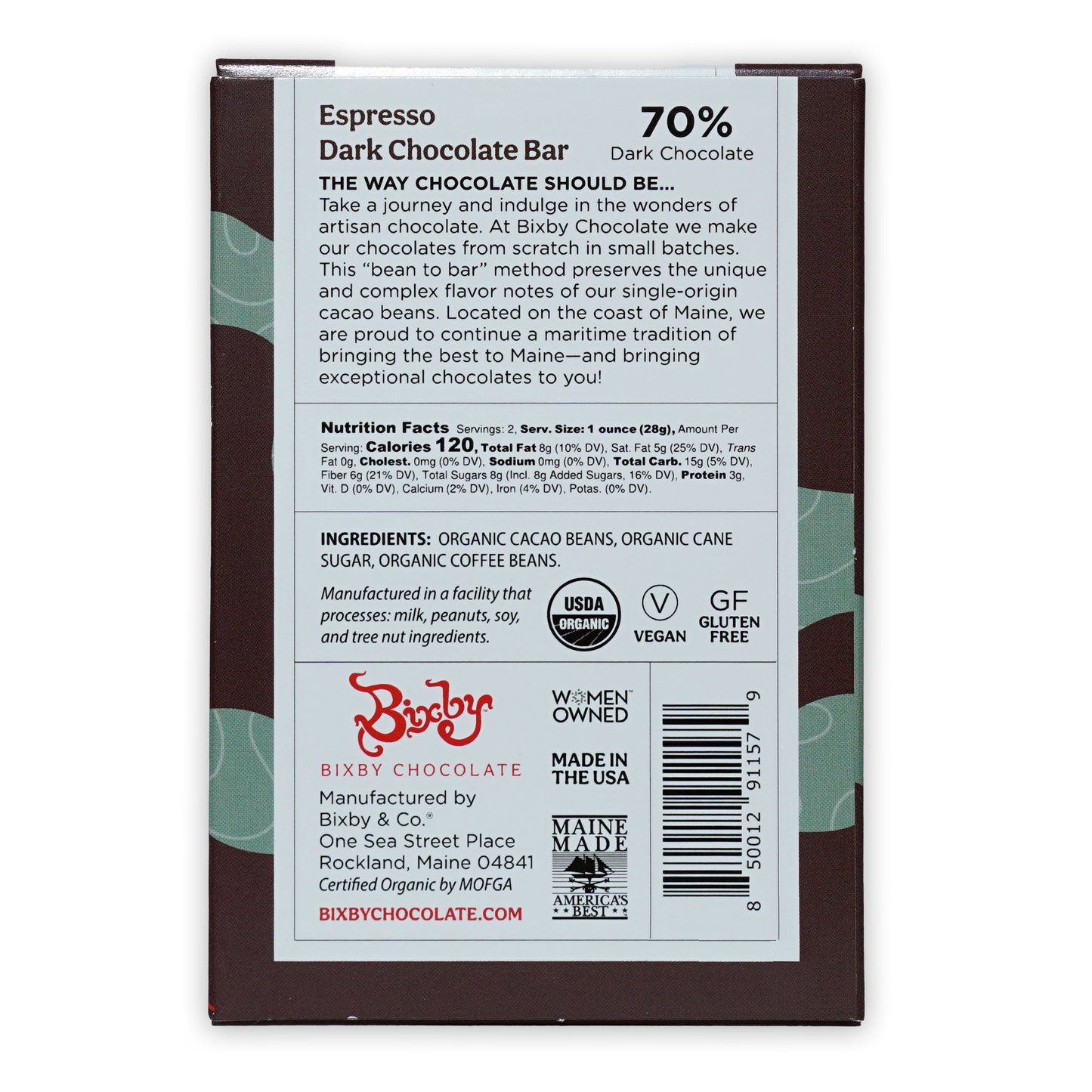 Bixby Dark Chocolate Espresso Bar 70%