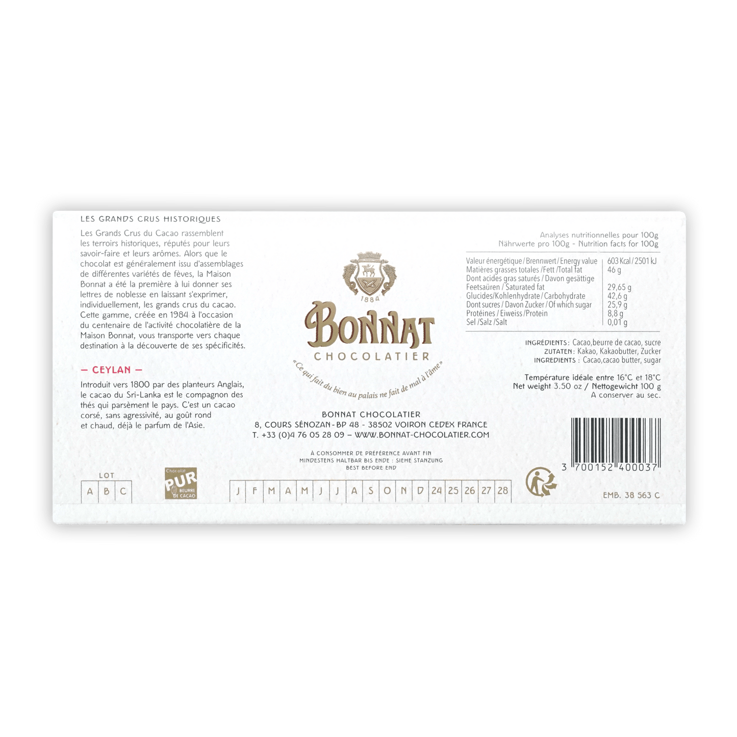 Bonnat Ceylan Sri Lanka 75%