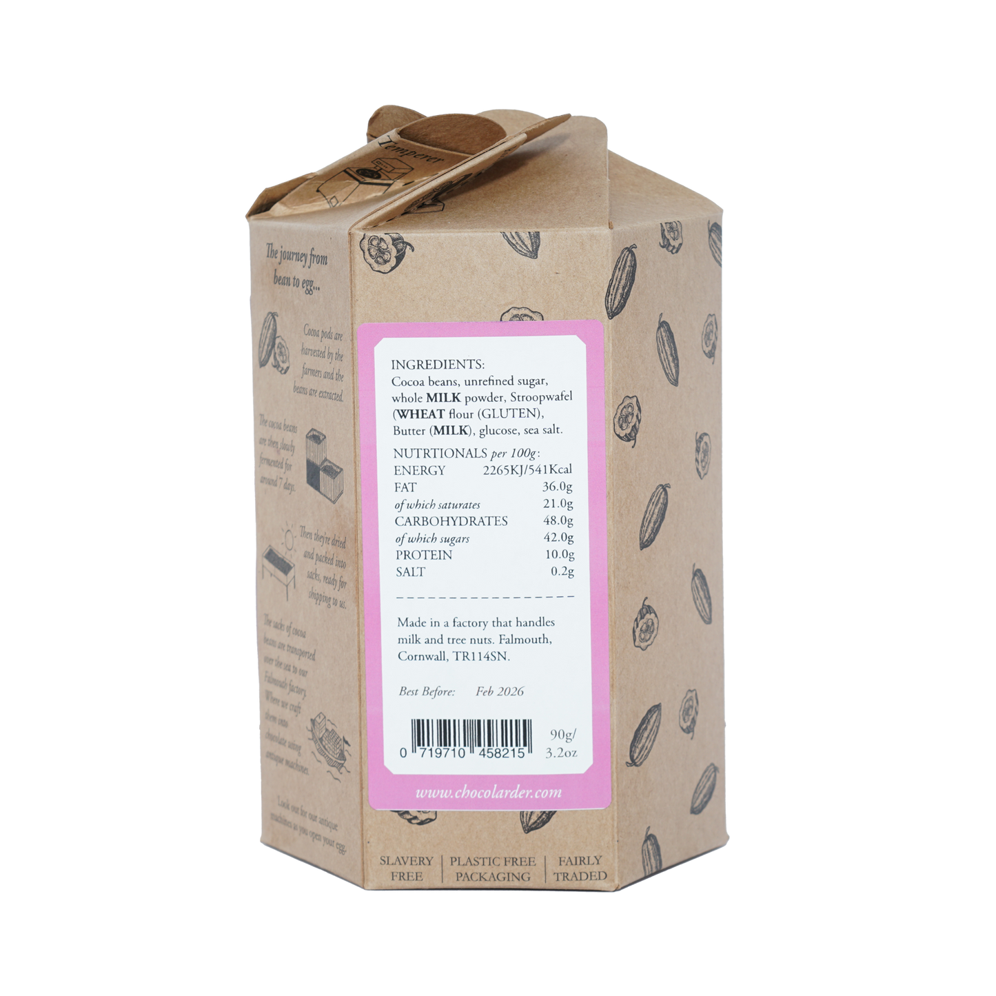 Chocolarder Easter Egg Stroopwafel Milk Chocolate 50% kraft box back