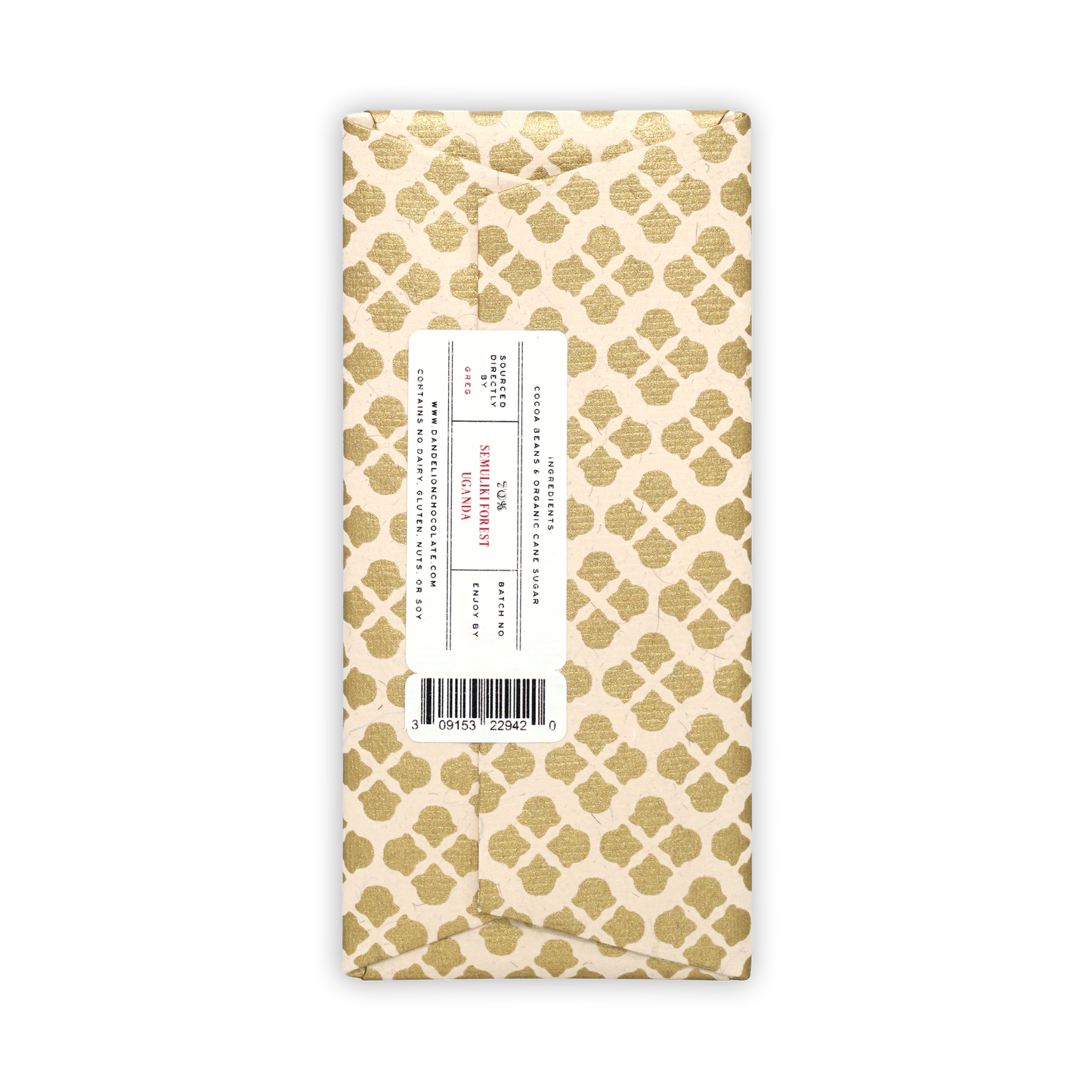 Dandelion Semulki Forest Uganda 70% chocolate bar by Souders