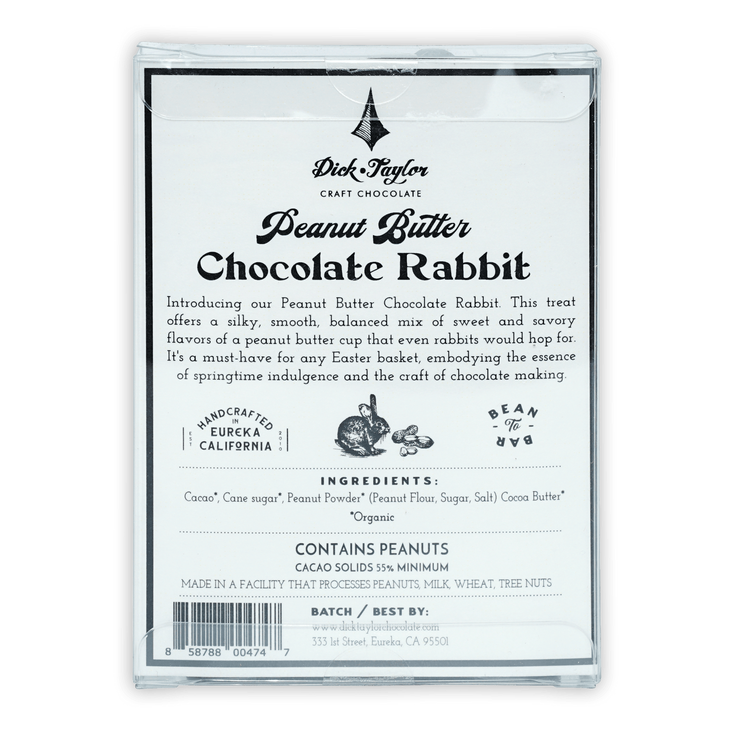 Dick Taylor Easter Peanut Butter Dark Chocolate Rabbit 55% (Seasonal)