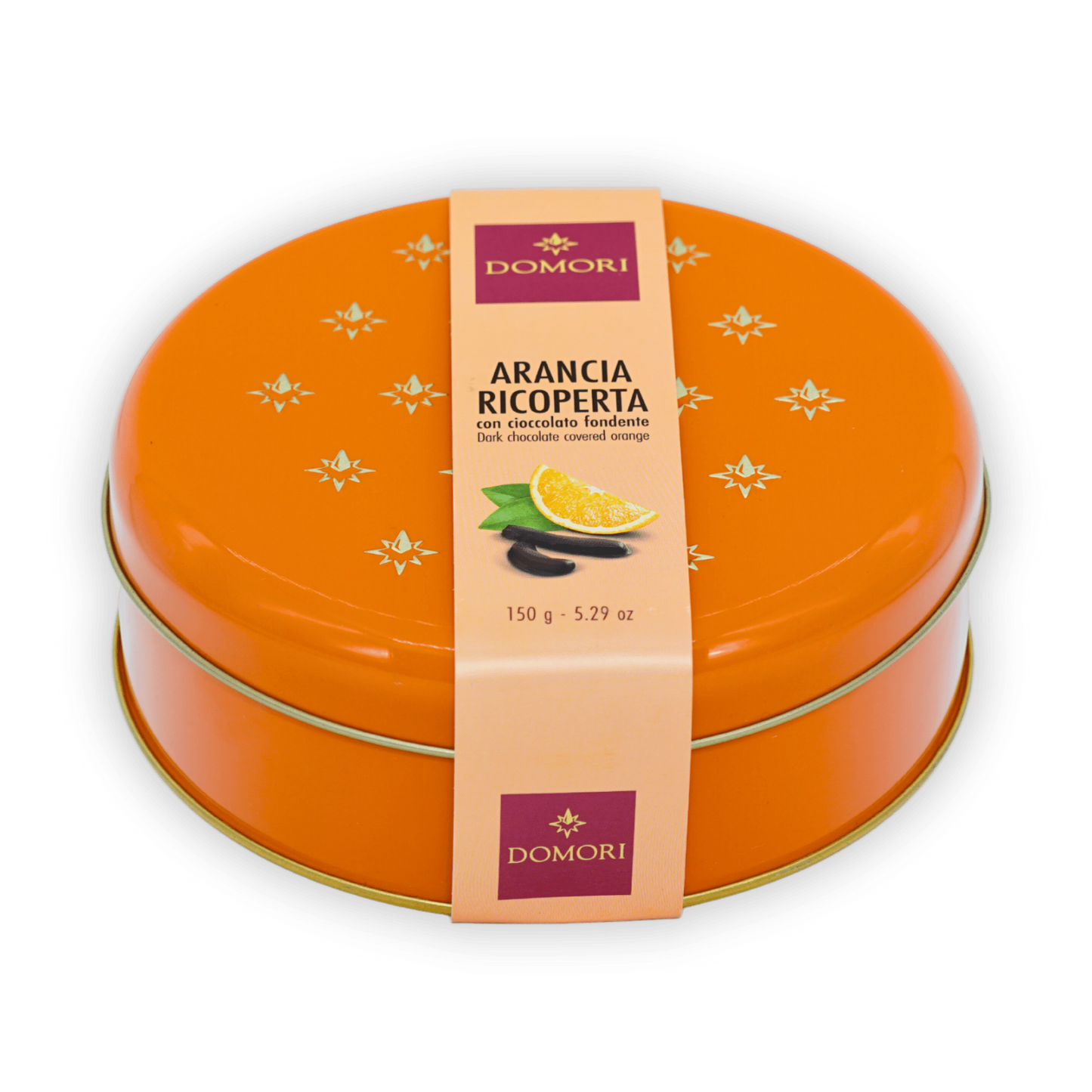 Domori Chocolate Coated Orange Strips Tin Gift Box