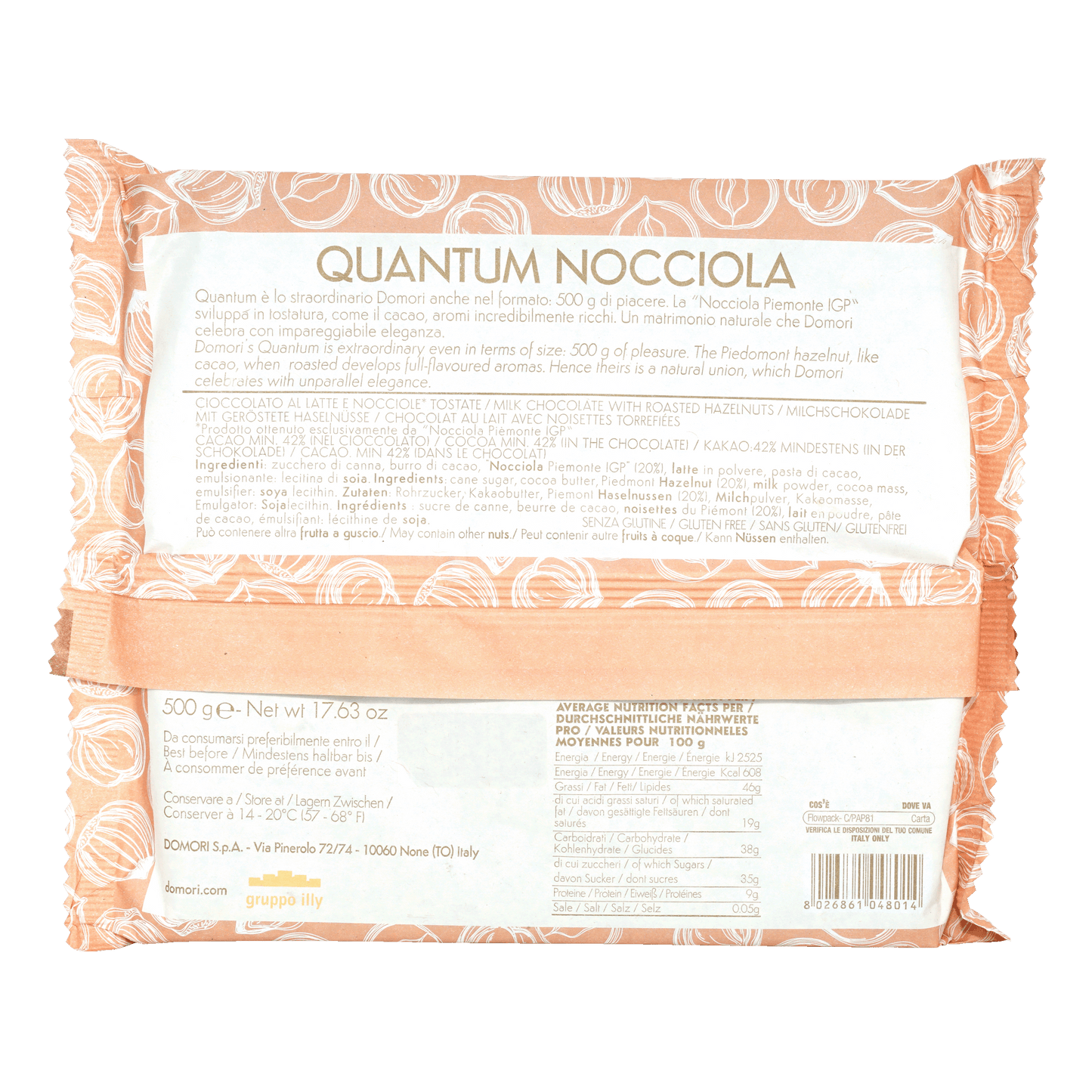 Domori Quantum Milk Chocolate w/ Hazelnuts 42% (500g)