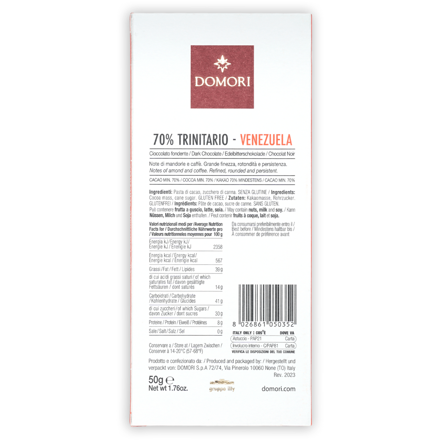 Domori Trinitario Venezuela 70% dark chocolate package