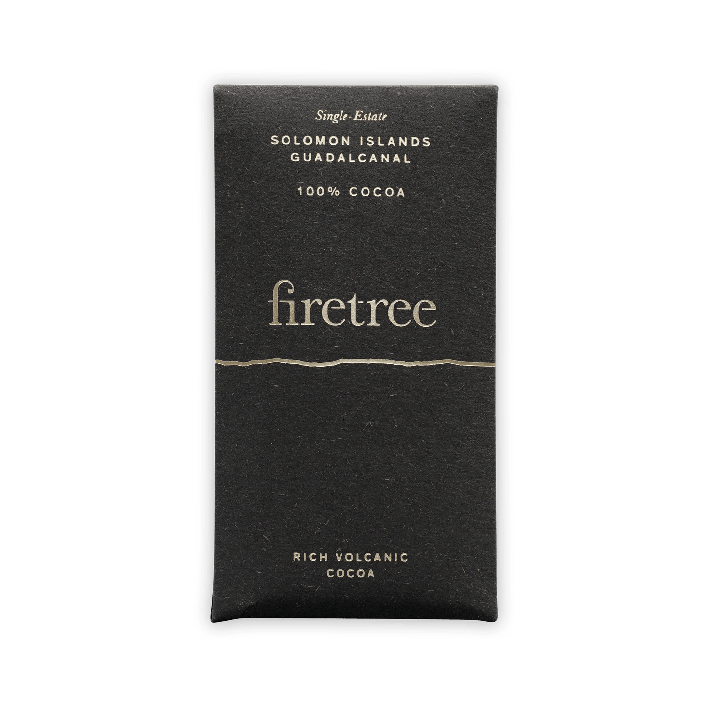 Firetree Guadalcanal 100% mini chocolate bar wrapper with silver lettering