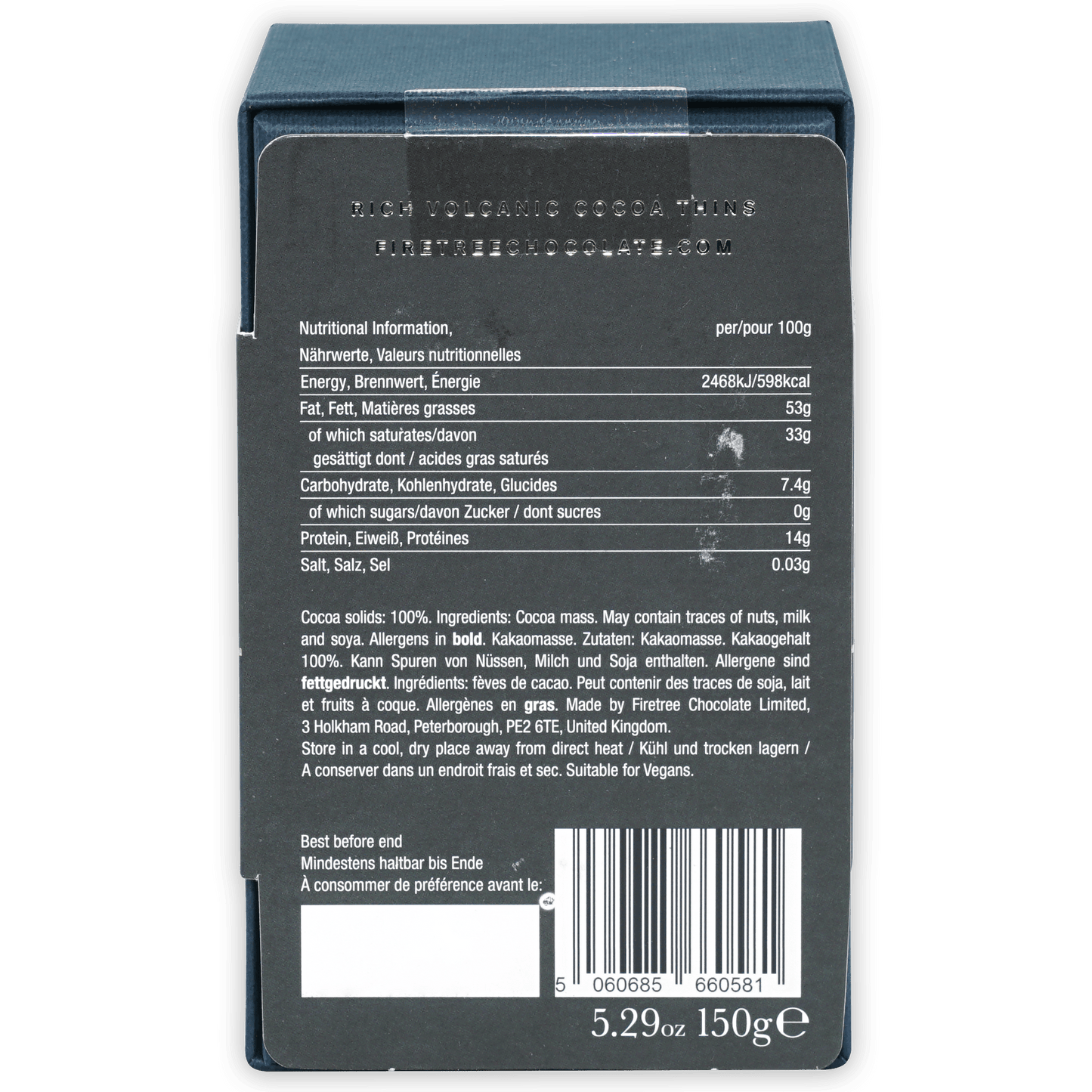 Firetree Thins Dark Solomon Islands 100% truffles in teal box