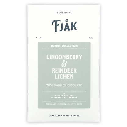 Fjåk Lingonberry & Lichen Dark Chocolate 70% (Seasonal)
