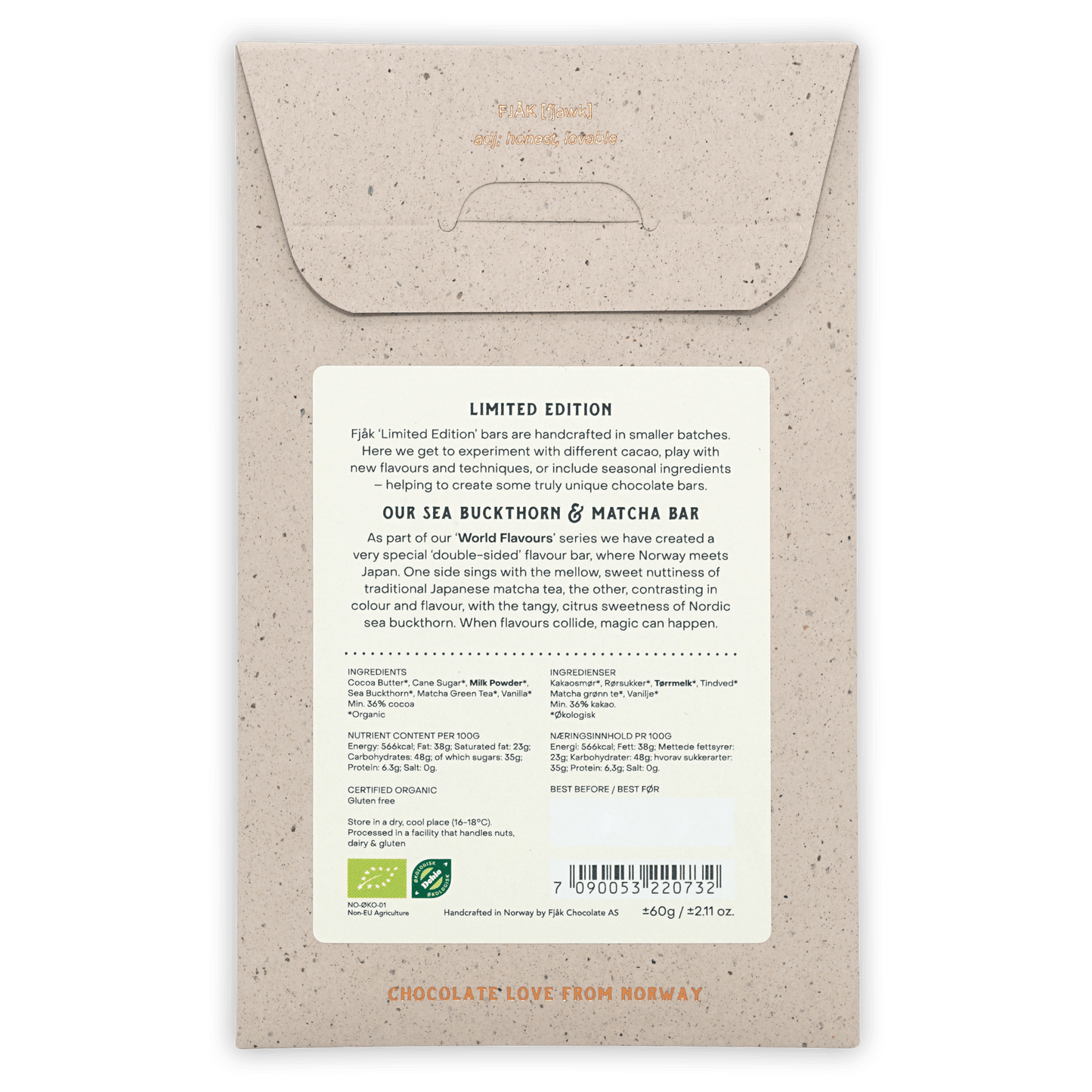 Fjåk Sea Buckthorn & Matcha White Chocolate (Limited Edition)