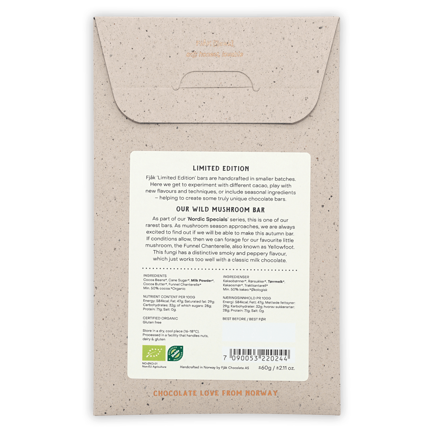 Fjåk Wild Mushroom Milk Chocolate 45% (Limited Edition)