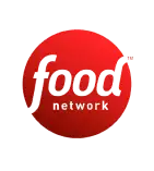 Red circular logo with the word ’food’ in a stylized white font and ’network’ written below it.
