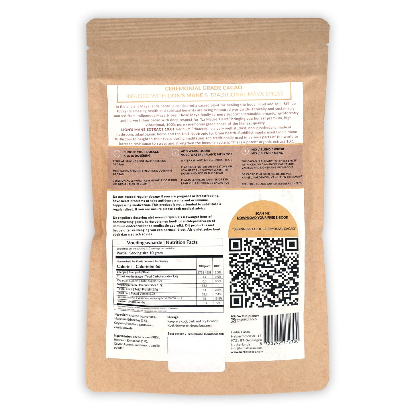 Herbal Cacao Ceremonial Cacao w/ Lion’s Mane