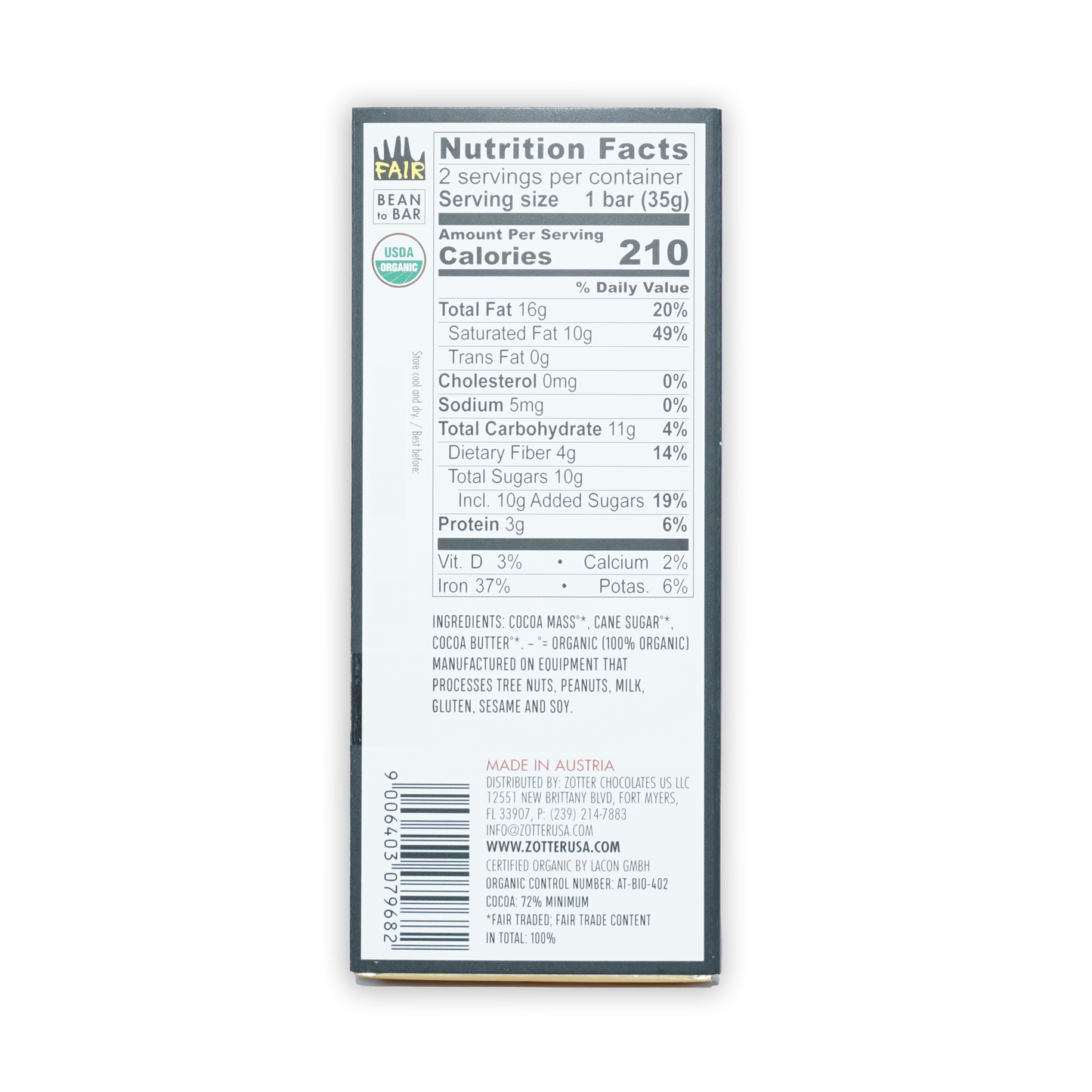 Labooko Opus 5 77% chocolate bar wrapper with minimalist white label and organic logos