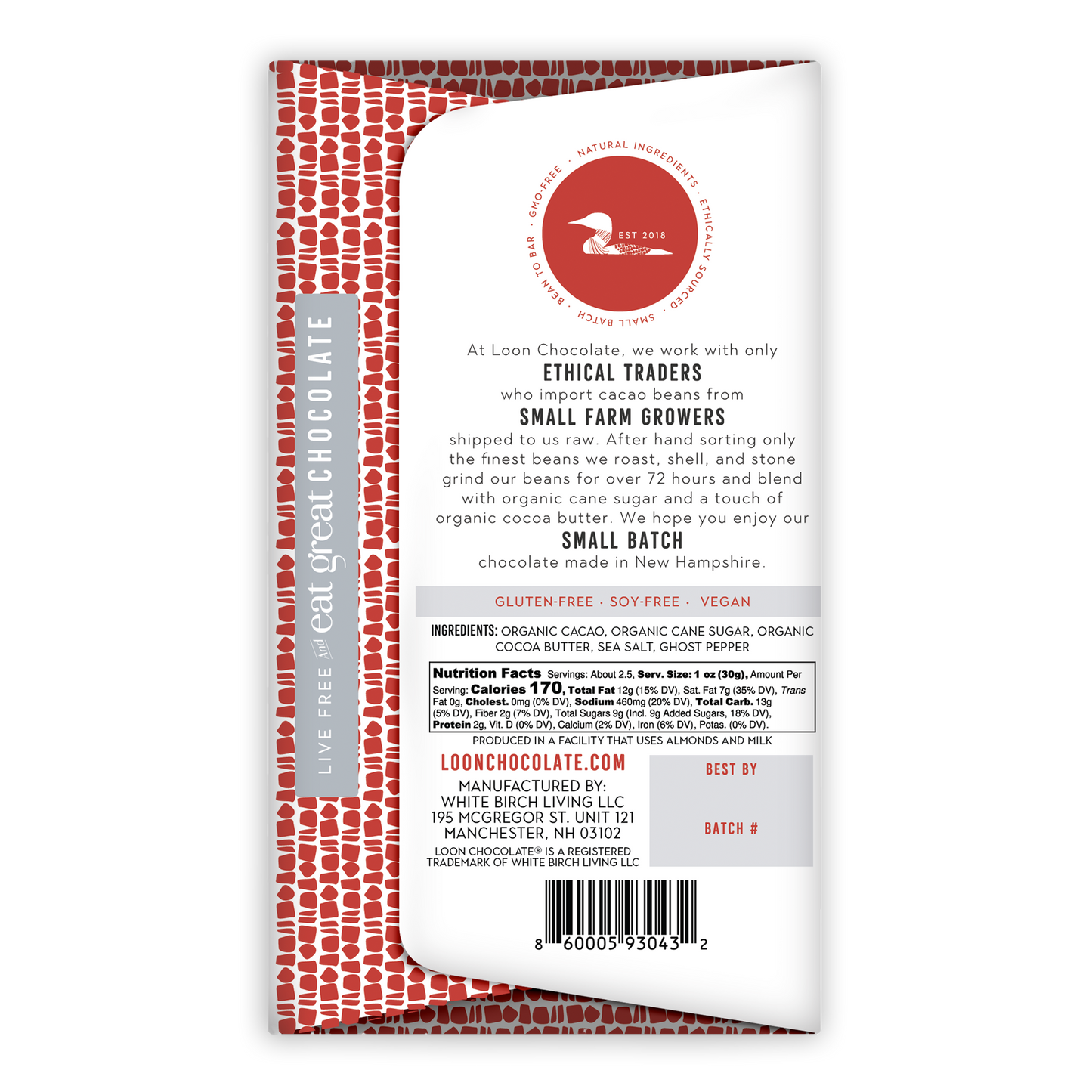 Loon Chocolate Dark The Ghost & The Sea 70% bar with swan logo wrapper