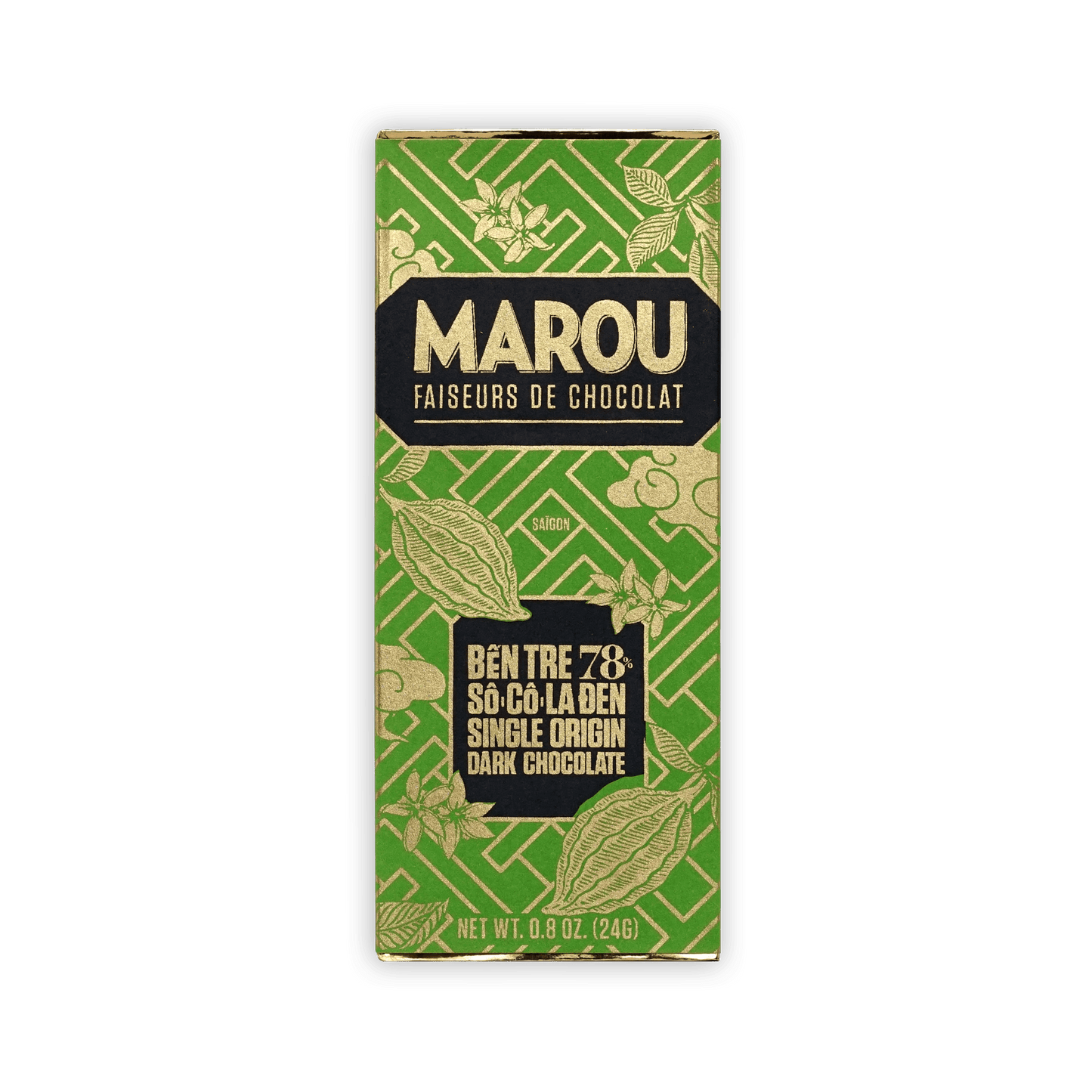 Marou Mini Bars Ben Tre 78% green gold Saigon dark chocolate bar