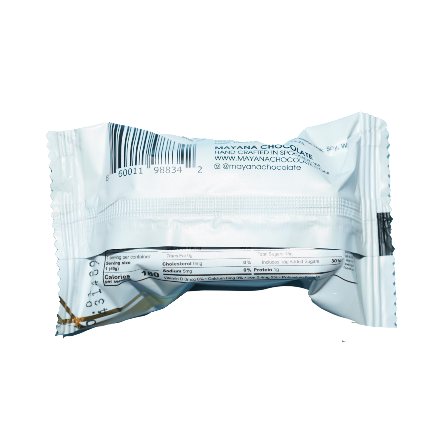 Mayana Chocolate Mini Coconut Lime Bar, white foil-wrapped