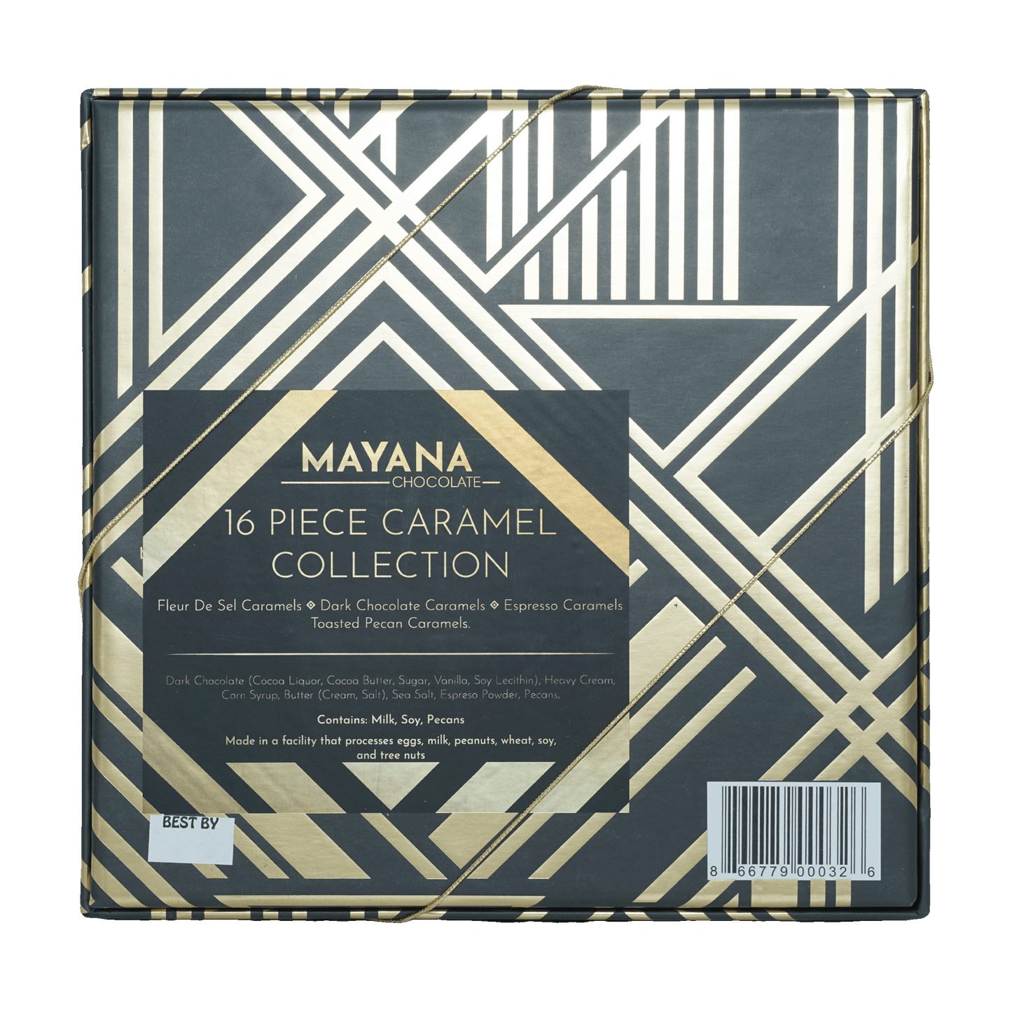 Mayana Chocolate 16-piece caramel collection in black gold box