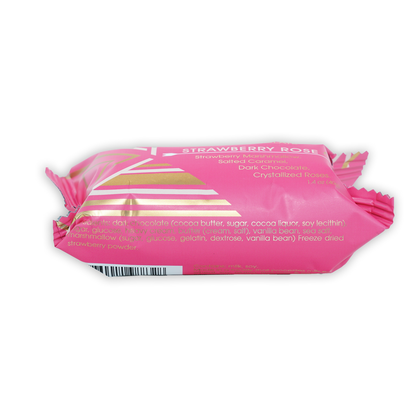 Mayana Chocolate Mini Strawberry Rose Bar pink gold striped wrapper