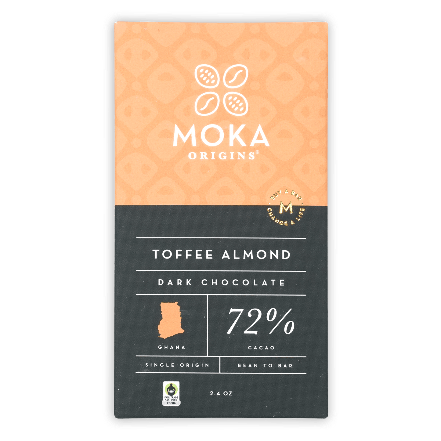 Moka Dark Chocolate w/ Toffee Almonds 72%