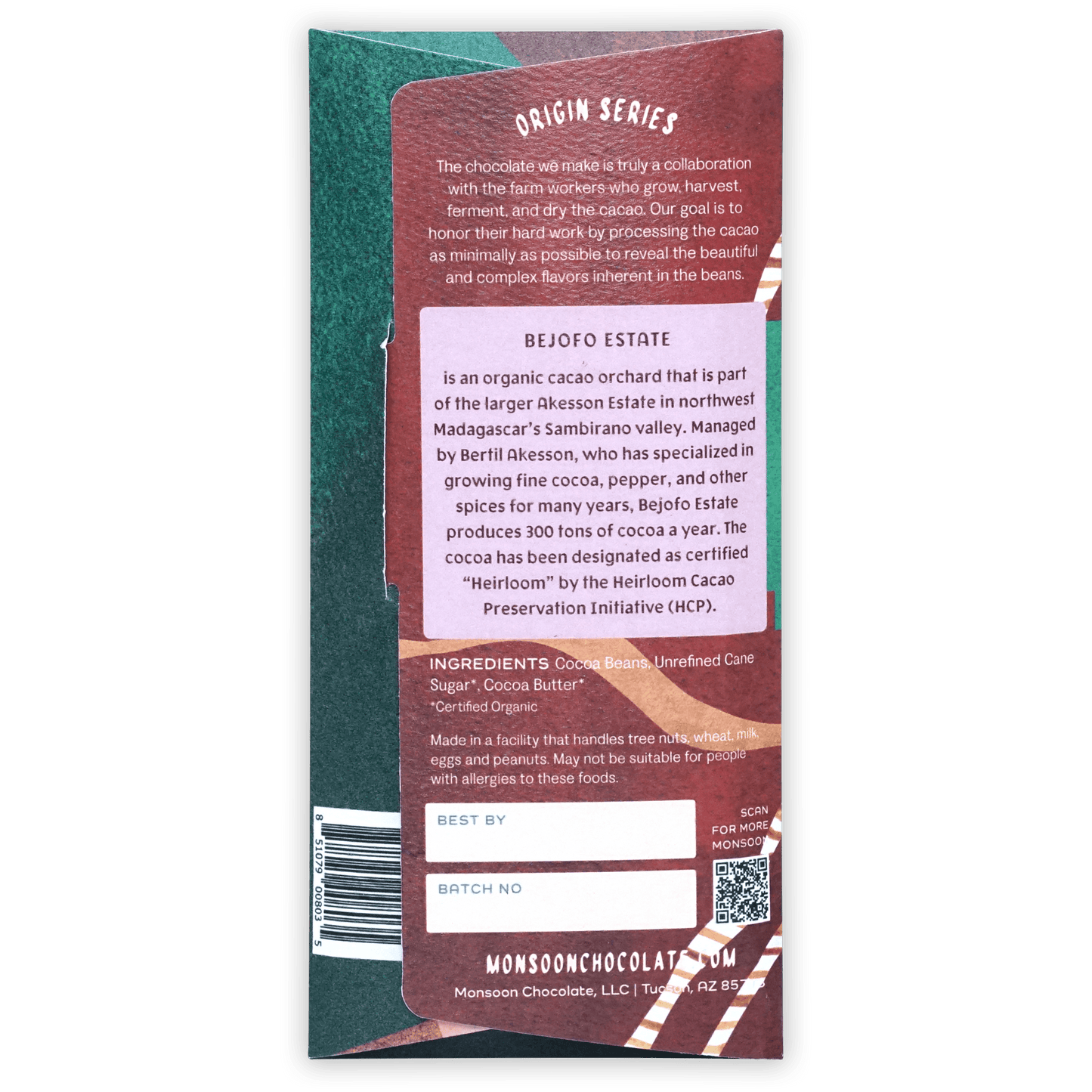 Monsoon Chocolate Bejofo Estate Madagascar Dark 80%