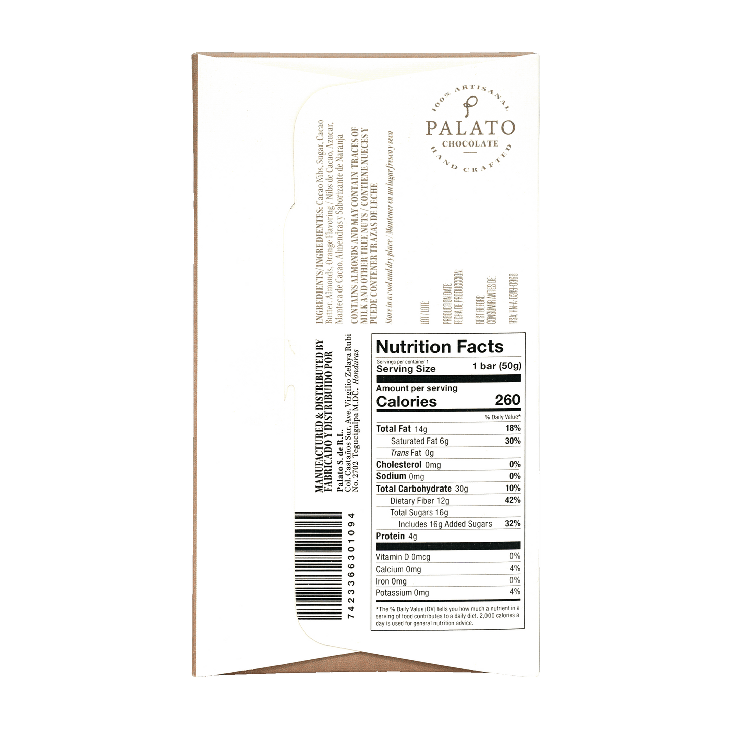 Palato Dark Chocolate w/ Orange & Almonds 65%