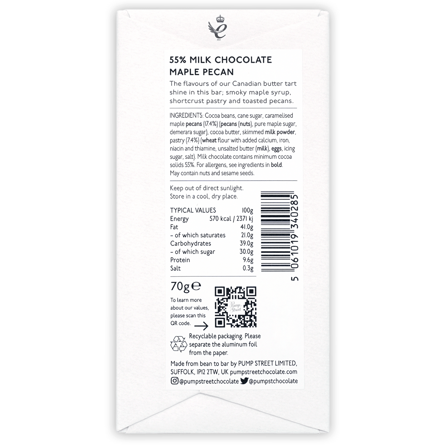 Pump Street Maple Pecan Dark Milk 55% (Seasonal)