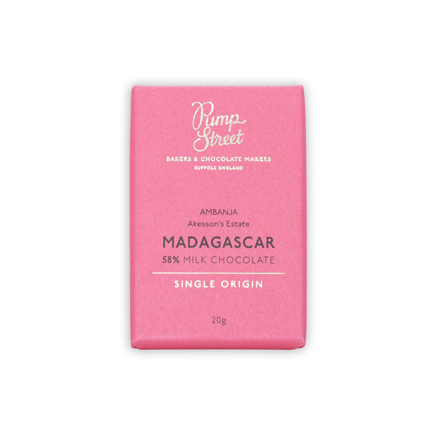 Pump Street Mini Bars Madagascar Milk 58% pink wrapper