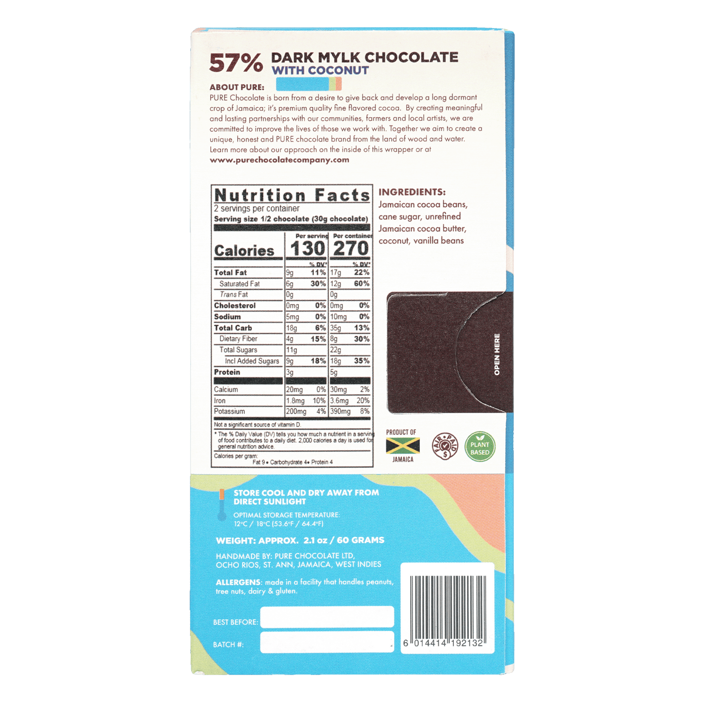 Pure Chocolate Dark Milk w/ Coconut 57%