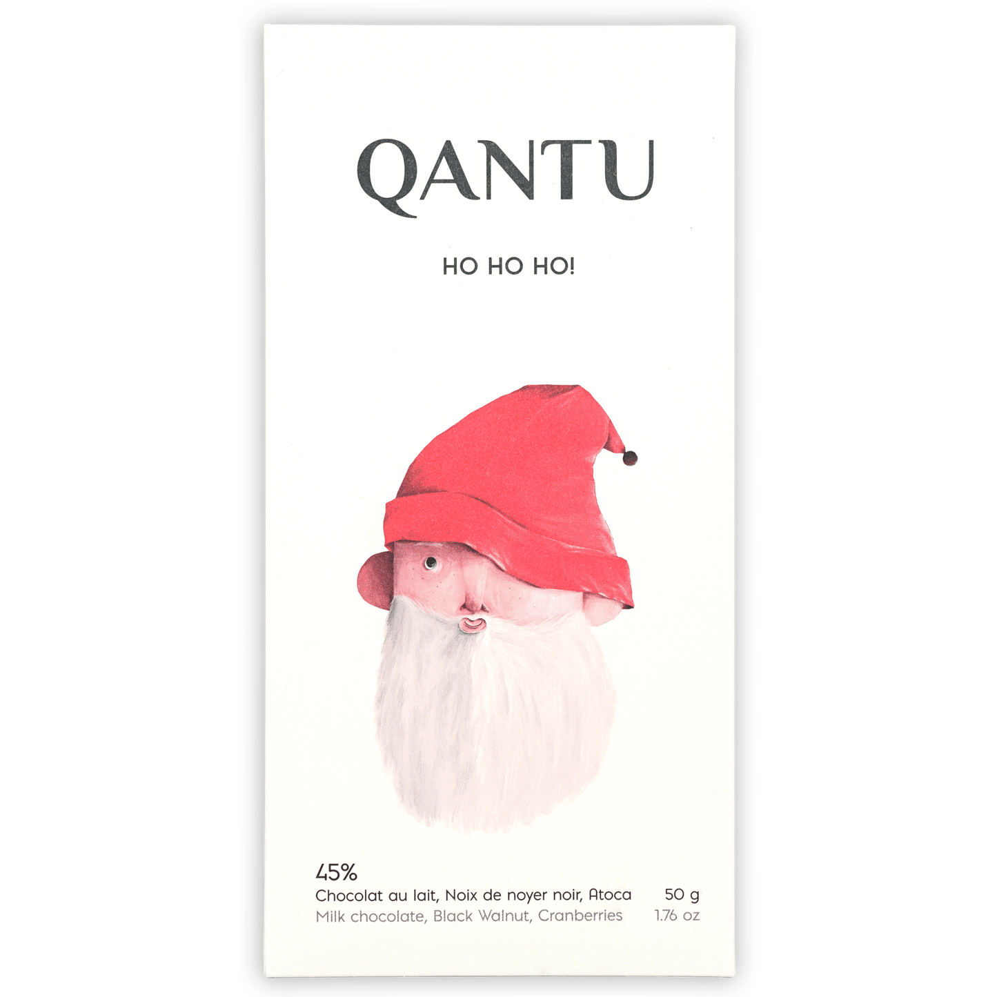 Qantu Ho Ho Ho! Milk Chocolate 45% w/ Black Walnut & Cranberries (Seasonal)