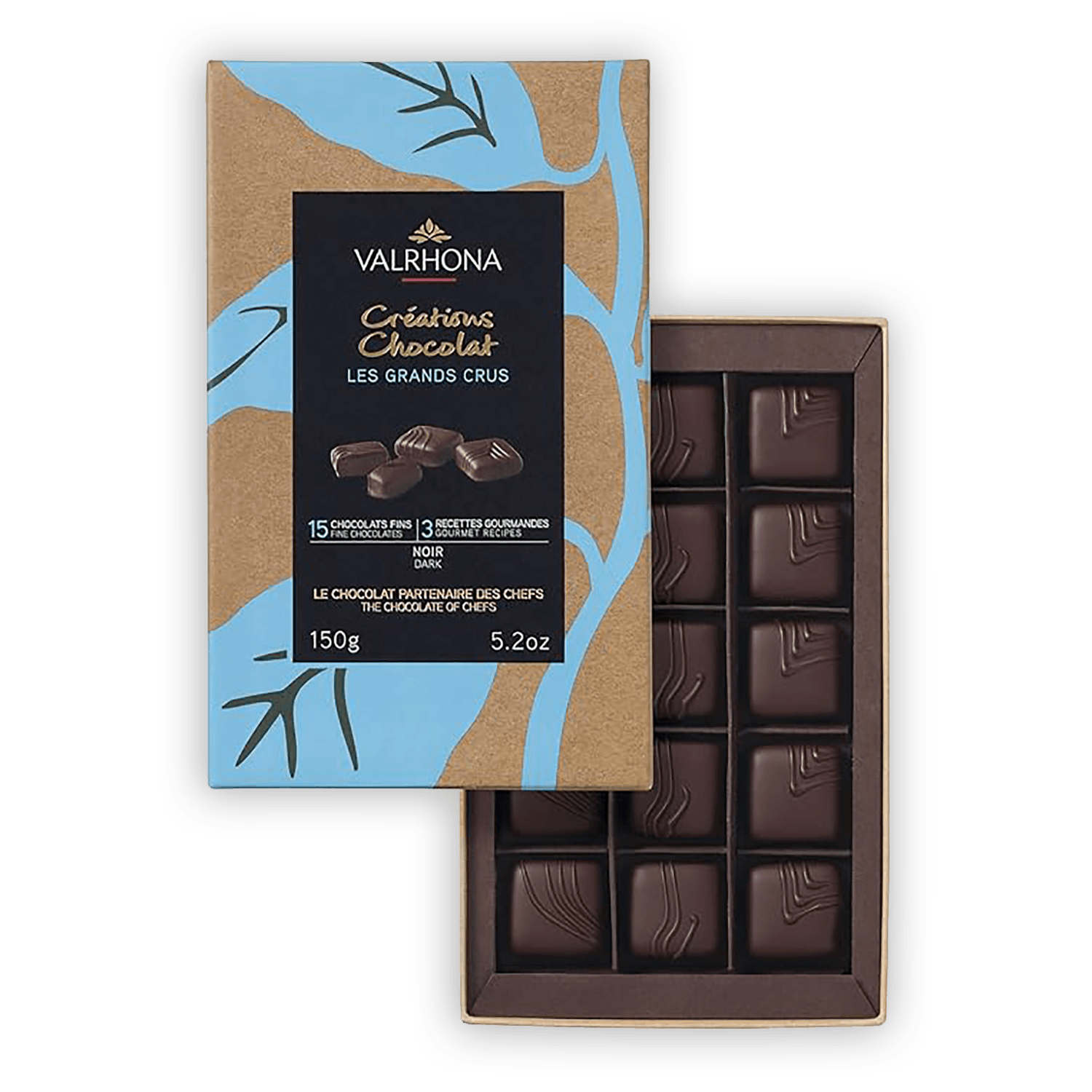 Valrhona 15 Piece Bonbons Chocolate Gift Box (Dark) – Bar & Cocoa