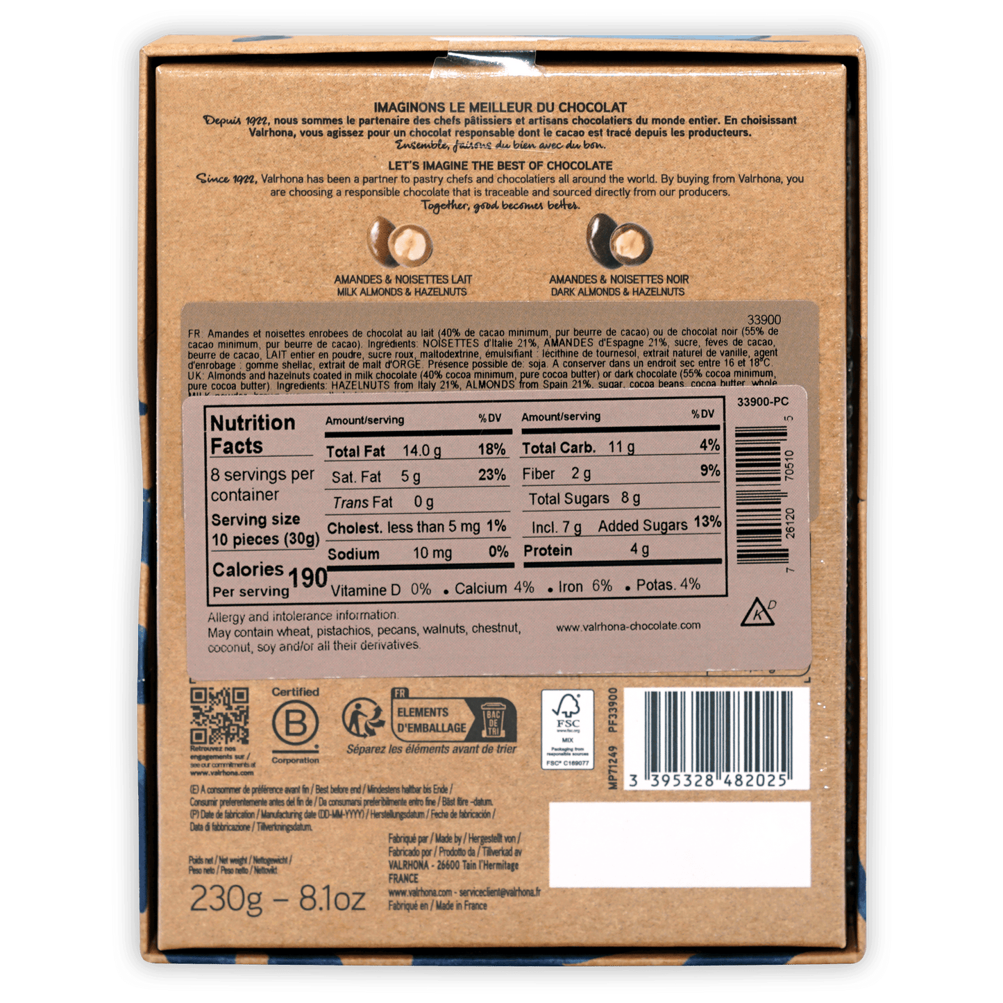 Valrhona dark & milk chocolate coated almonds & hazelnuts gift box