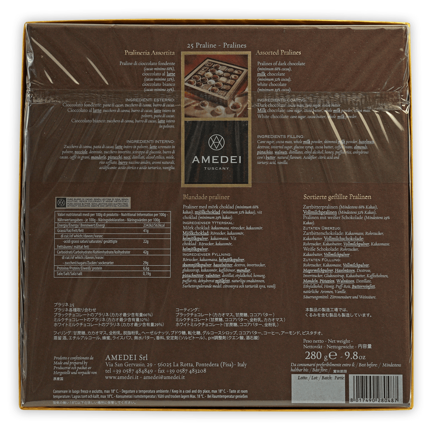 Amedei Tuscany 25 assorted pralines in gold-edged box