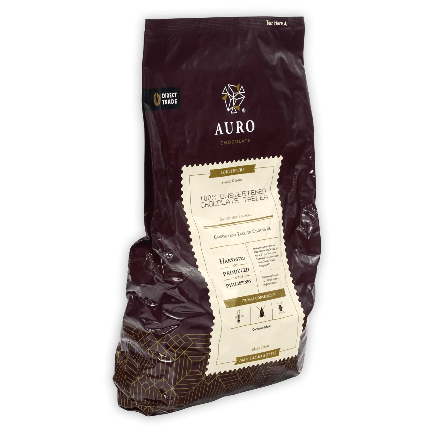 Auro Bulk Baking Dark Chocolate Unsweetened Coins 100% 1kg