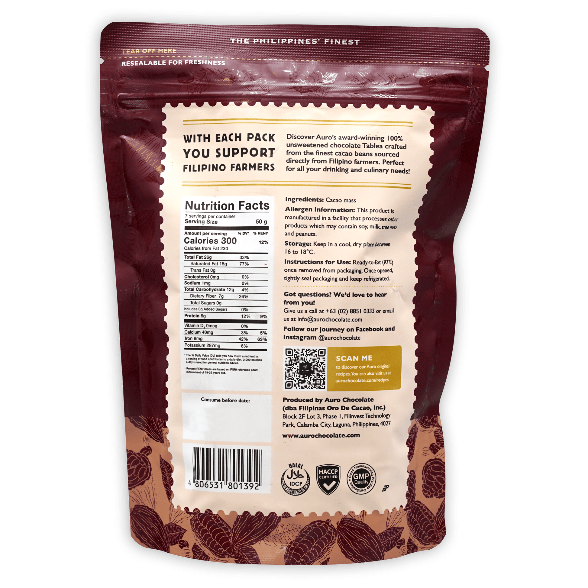 Auro Unsweetened Dark Chocolate Coins 100%