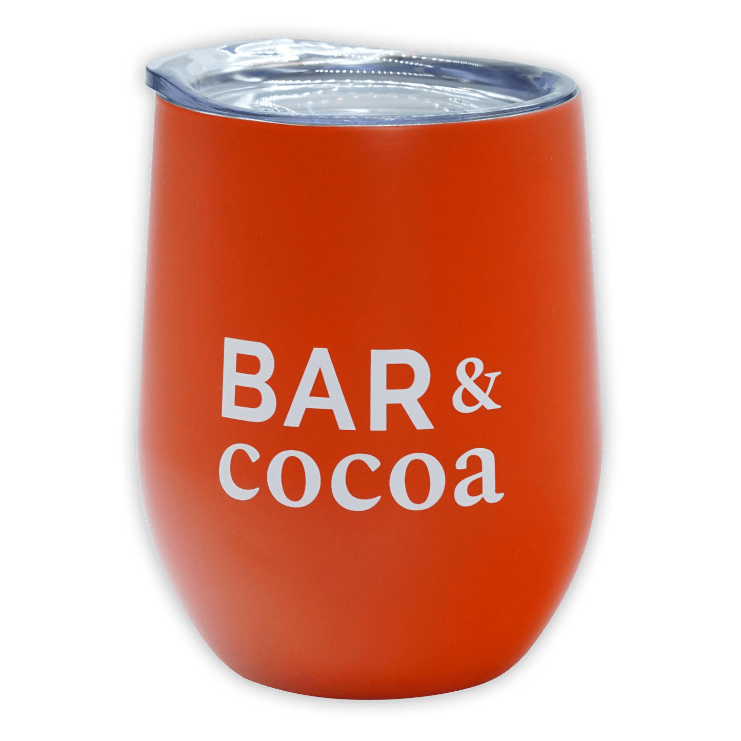 Orange Bar & Cocoa insulated tumbler with clear lid, 12 oz