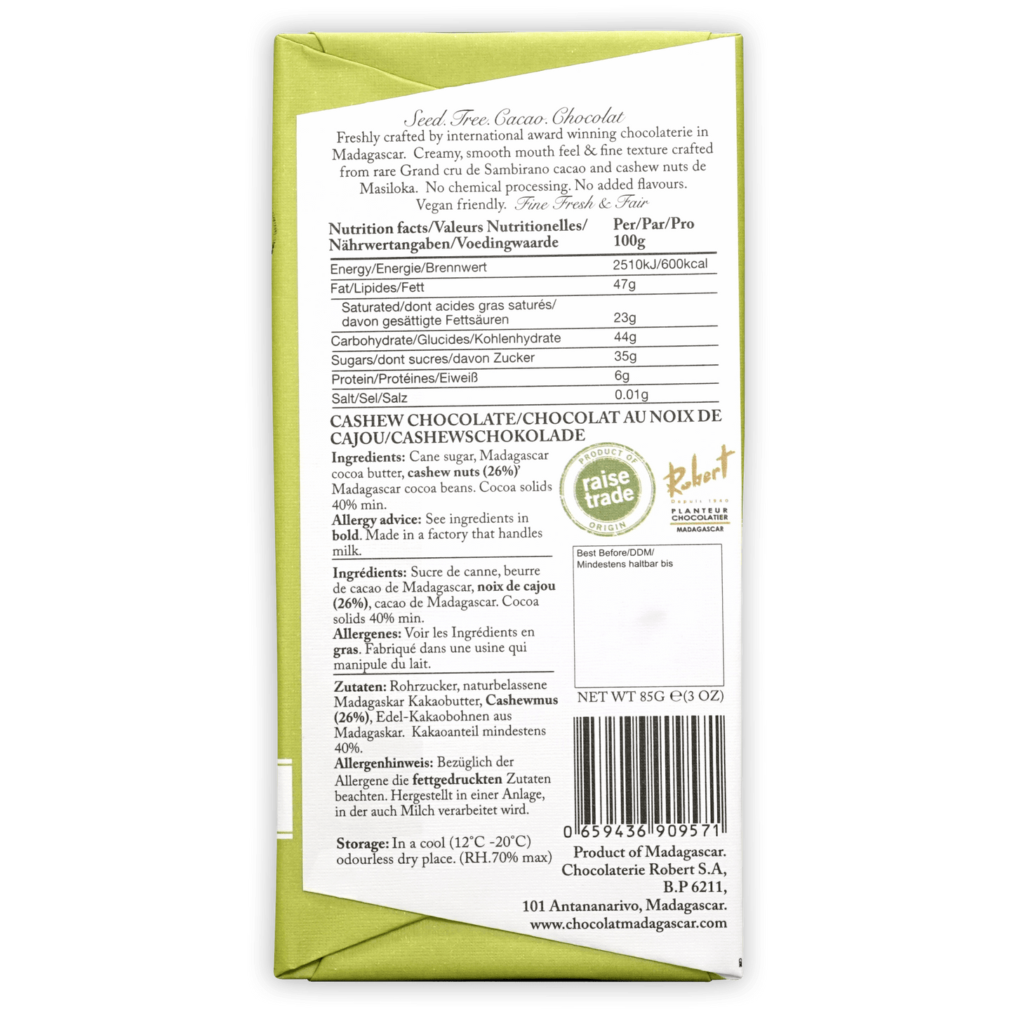 Chocolat Madagascar Vegan Cashew Milk Chocolate 40%