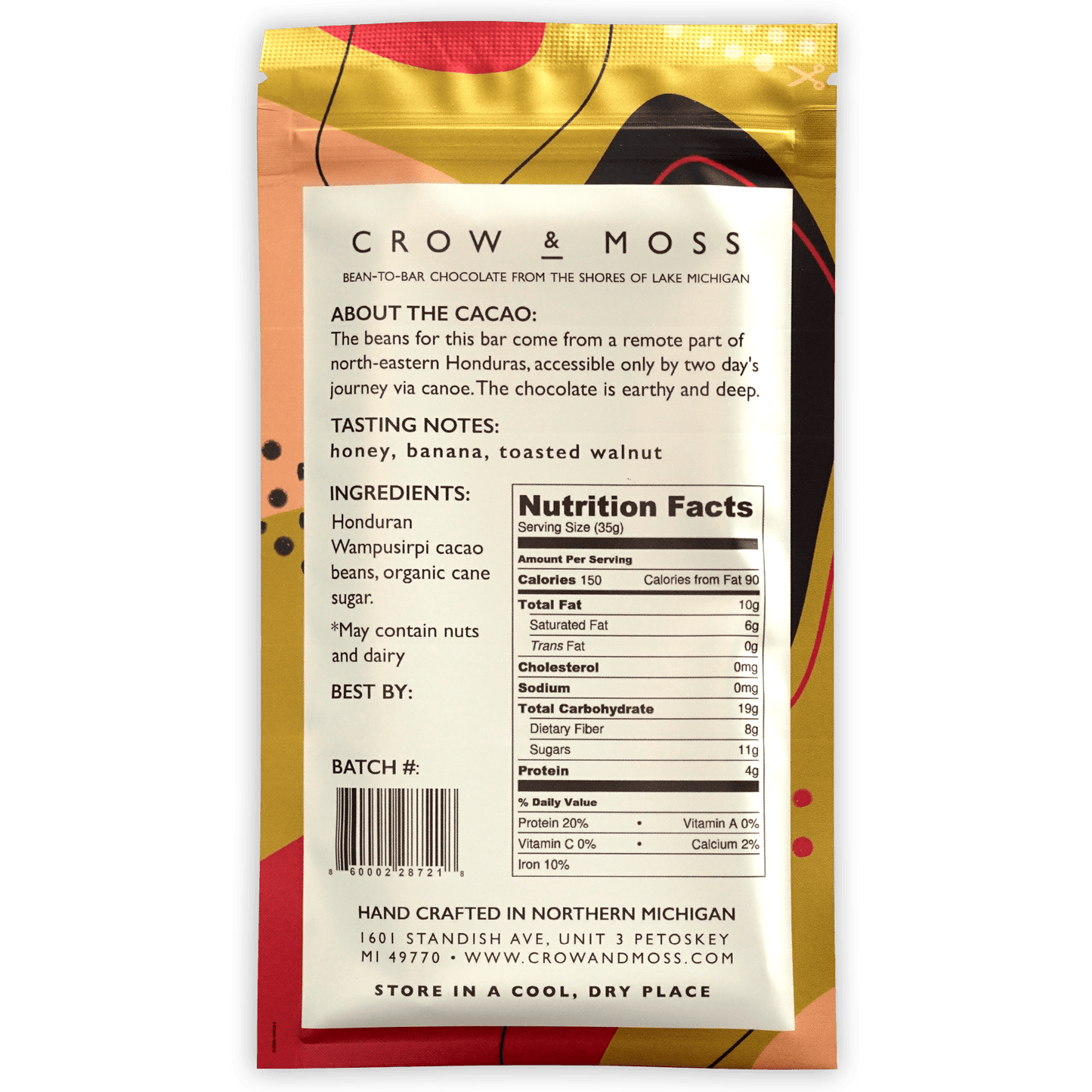 Crow & Moss Honduras Wampusirpi 70% bean-to-bar chocolate bar